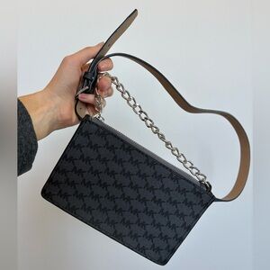 Michael Kors Black Patterned Clutch with Chain Strap